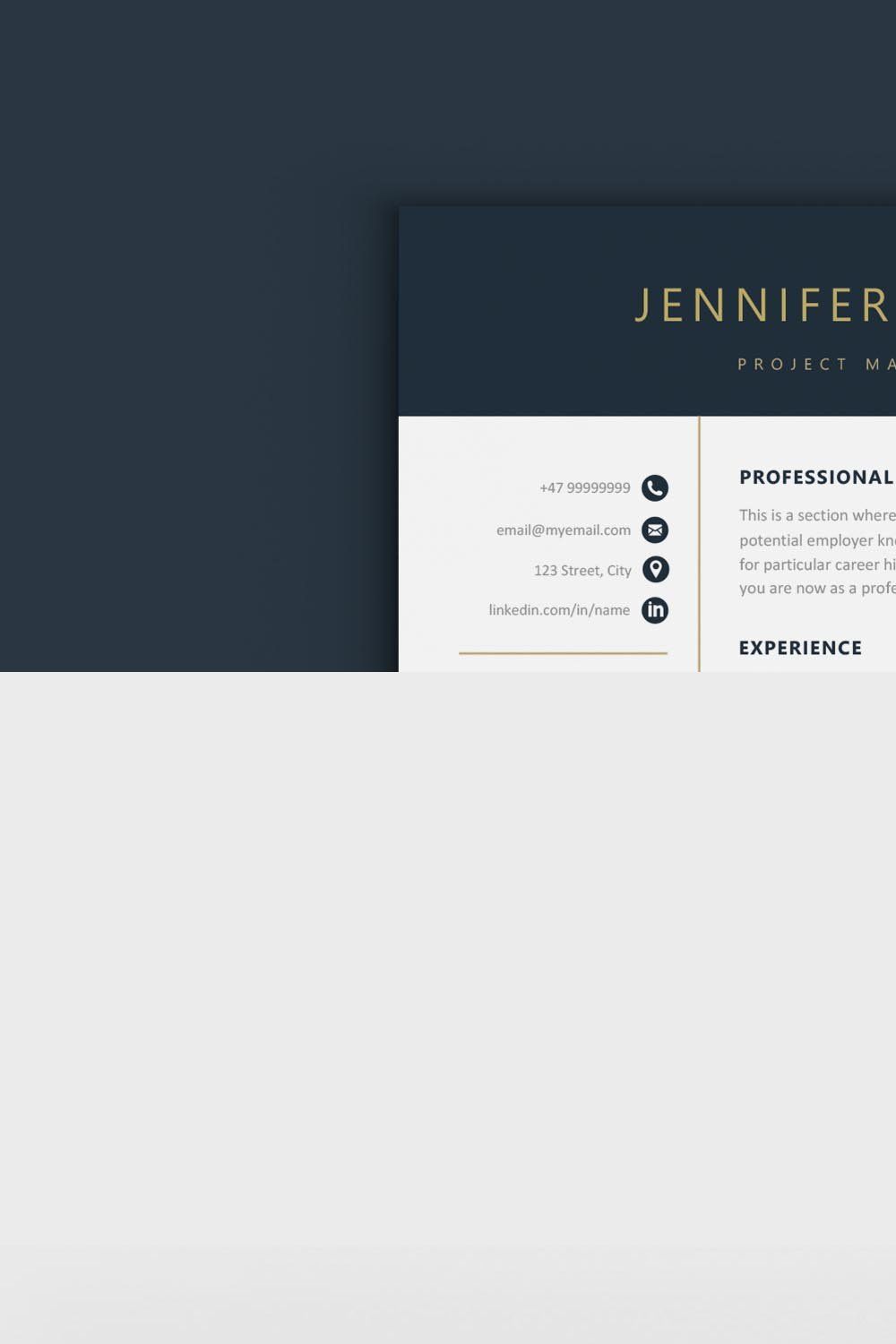 CV | Resume Template pinterest preview image.