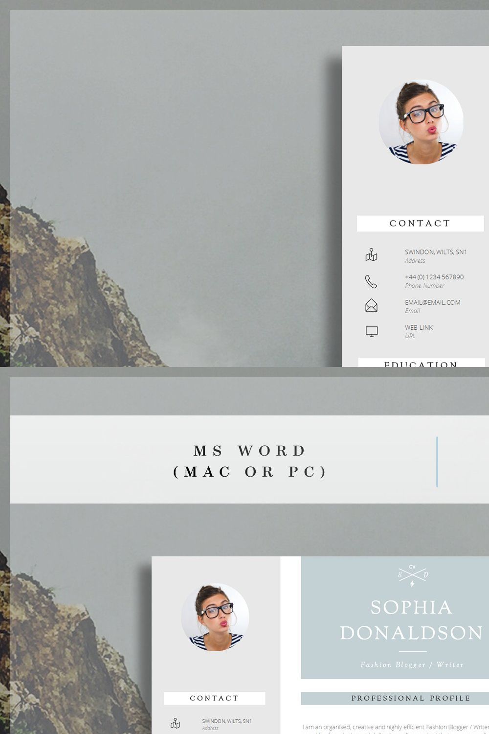 CV | Resume Template pinterest preview image.