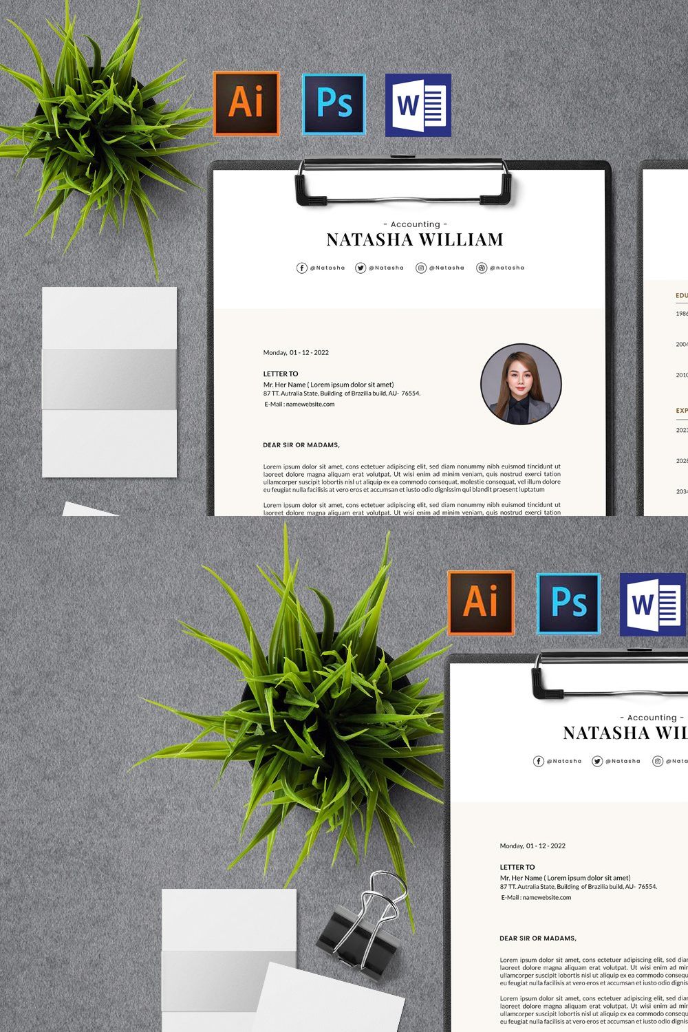 CV Resume Template Accounting pinterest preview image.