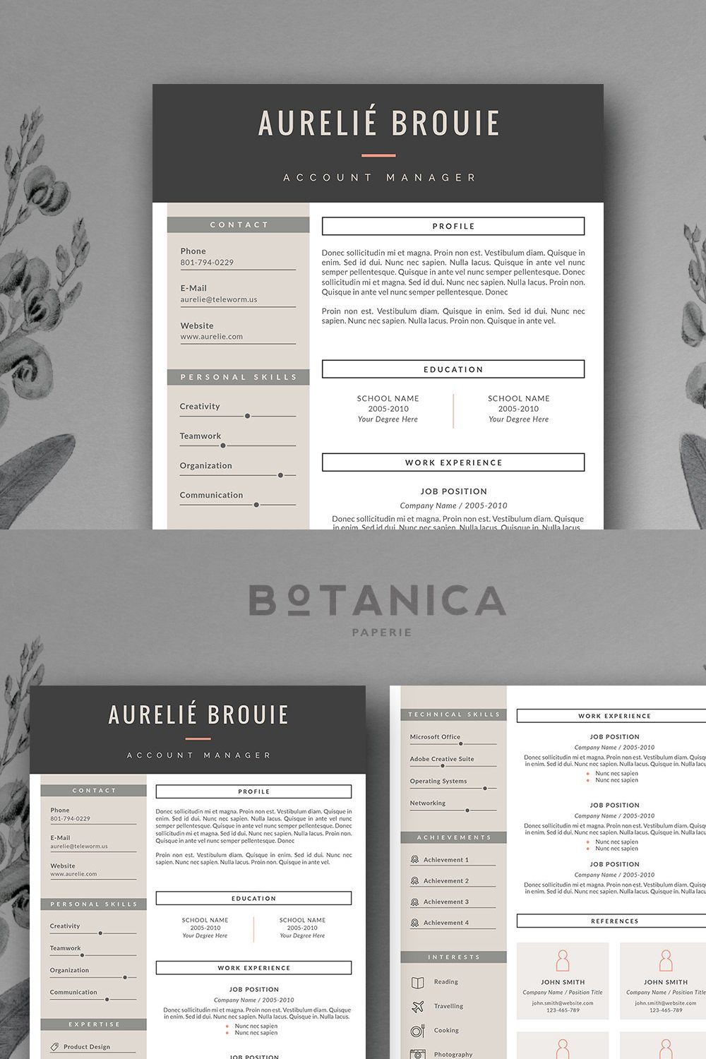 CV Template for MS Word pinterest preview image.