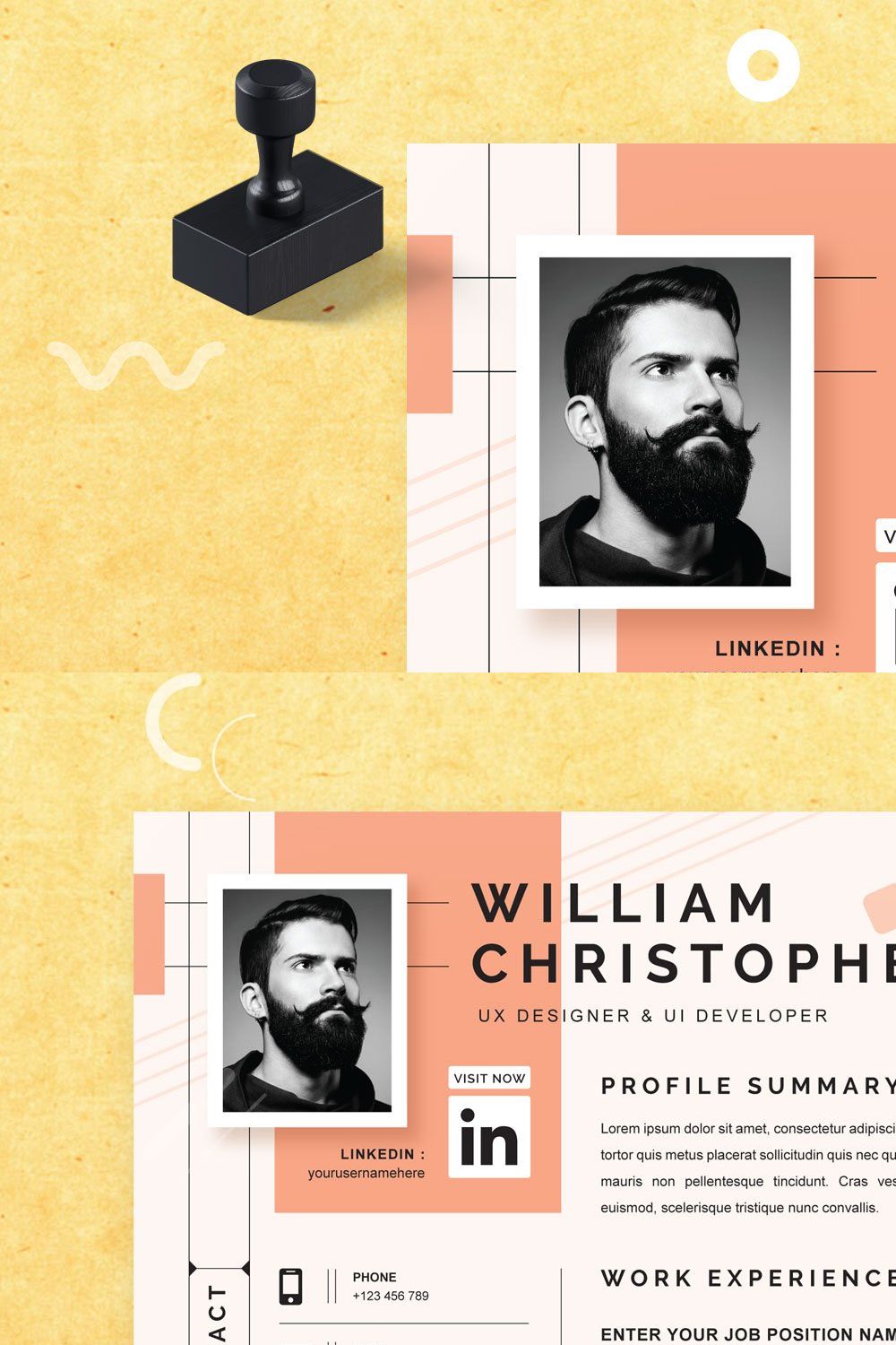 CV Template, Professional Resume pinterest preview image.