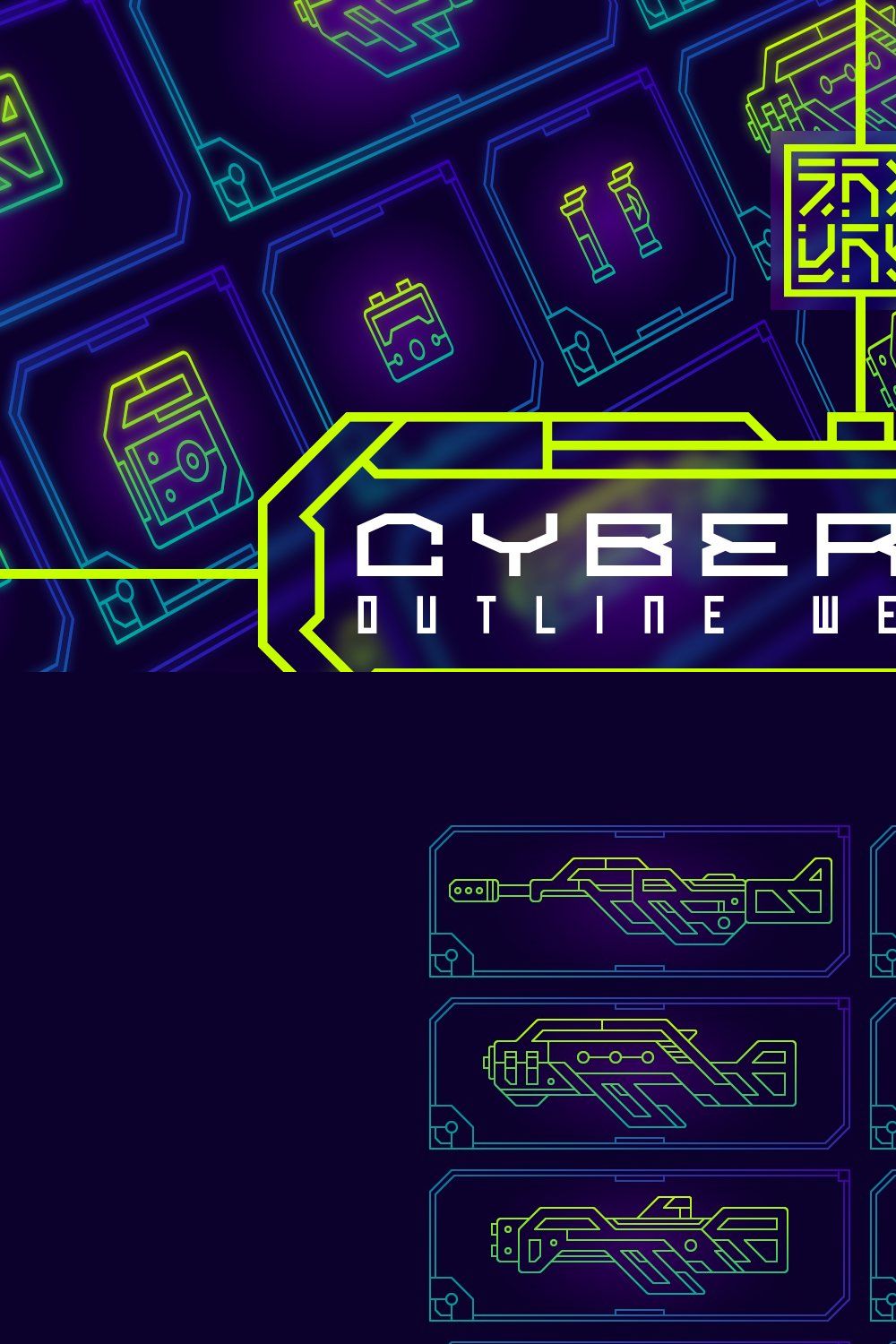 Cyberpunk Outline Weapon Set pinterest preview image.