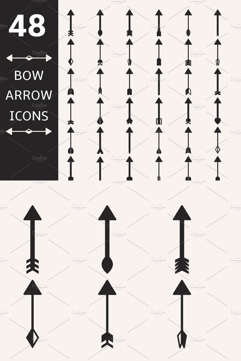 Decorative Arrow Bow Icons Set pinterest preview image.