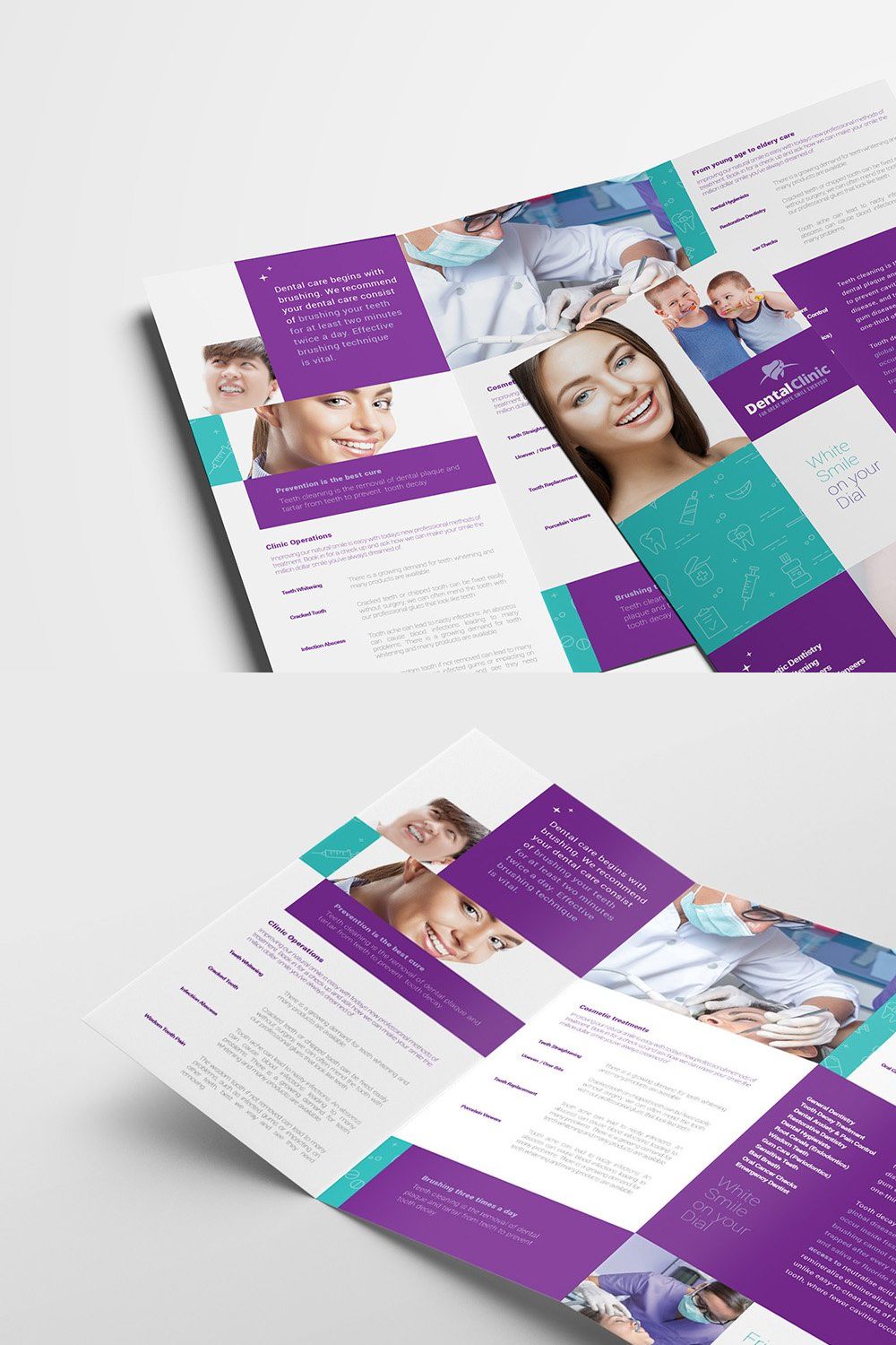 Dental Clinic Trifold Brochure pinterest preview image.
