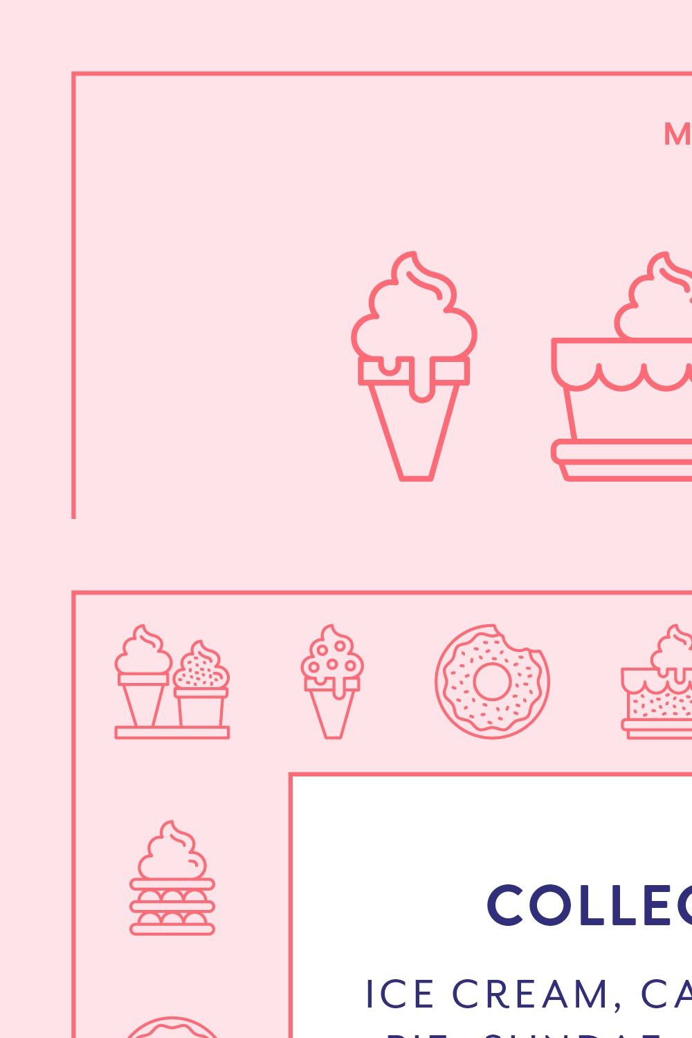 Dessert Line Icons pinterest preview image.