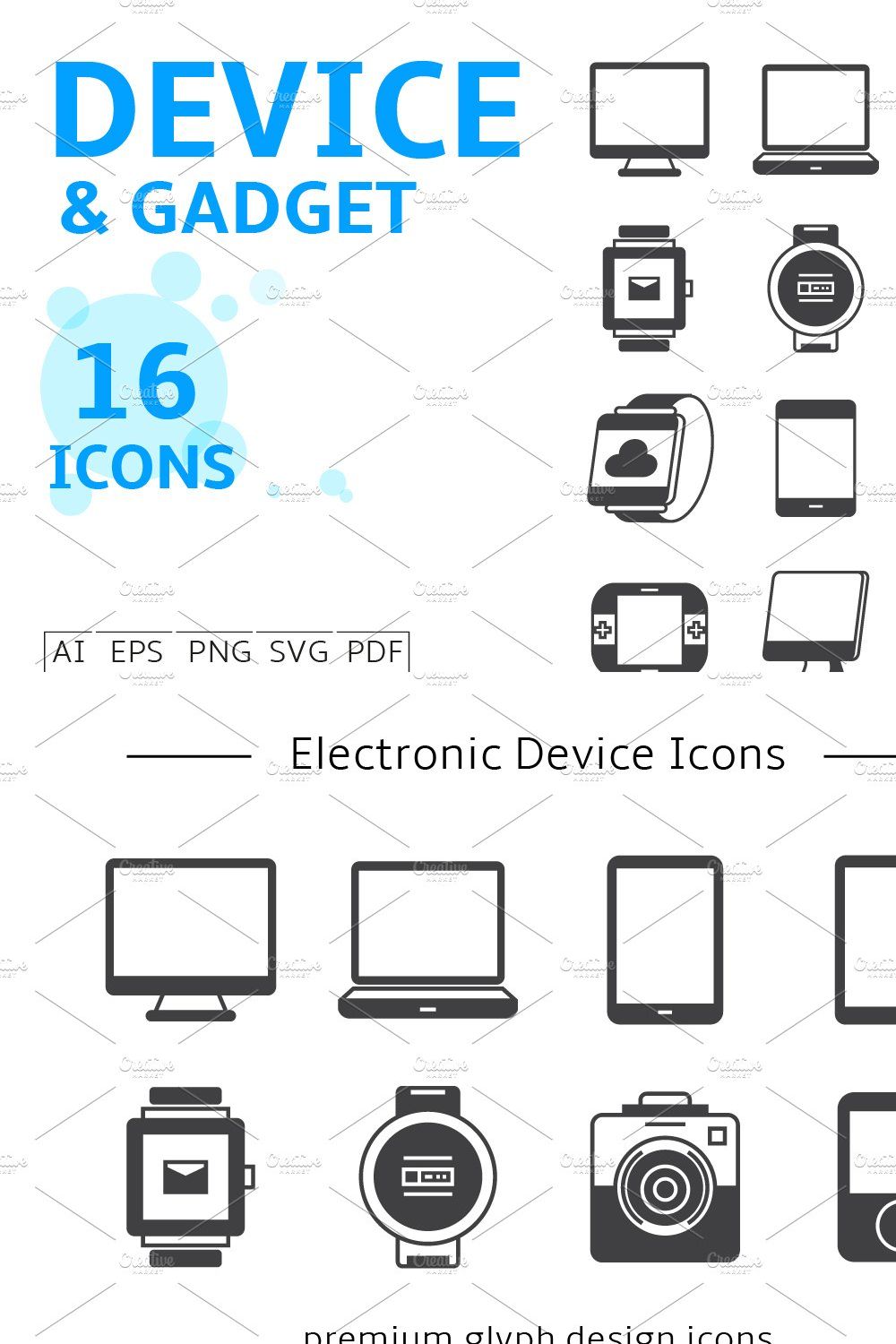 Device and Gadget Icons Set pinterest preview image.