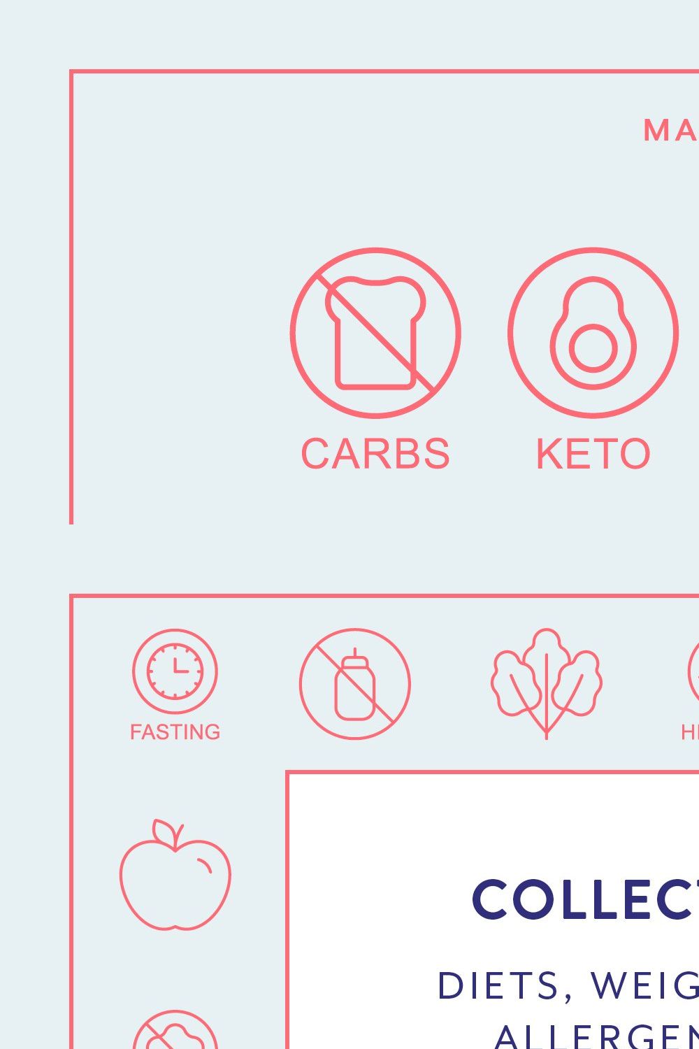 Diet Line Icons pinterest preview image.