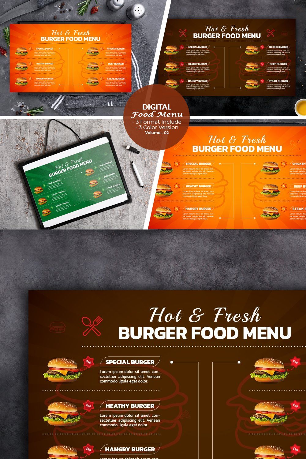 Digital Menu Board Templates pinterest preview image.