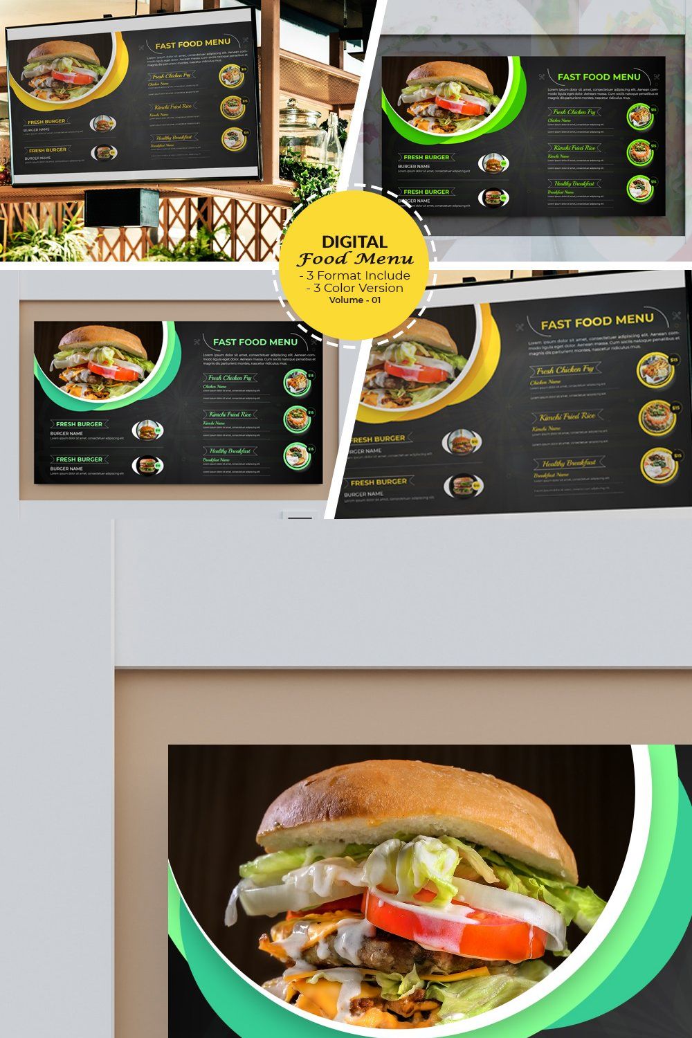 Digital Menu Design Templates pinterest preview image.