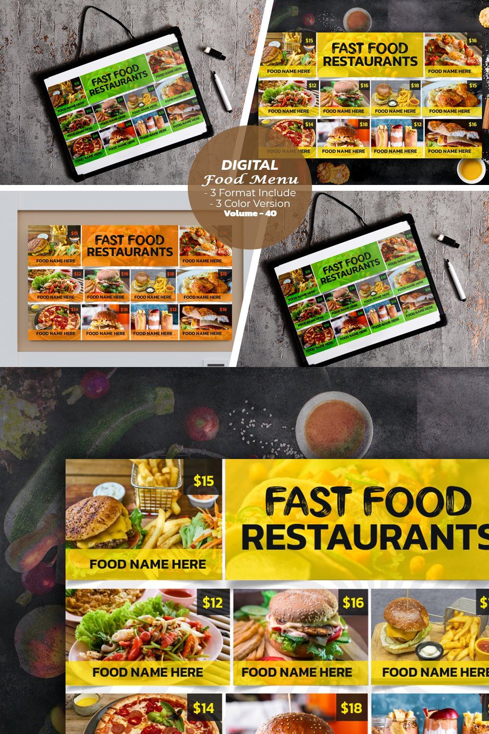 Digital Restaurant Menu Design pinterest preview image.
