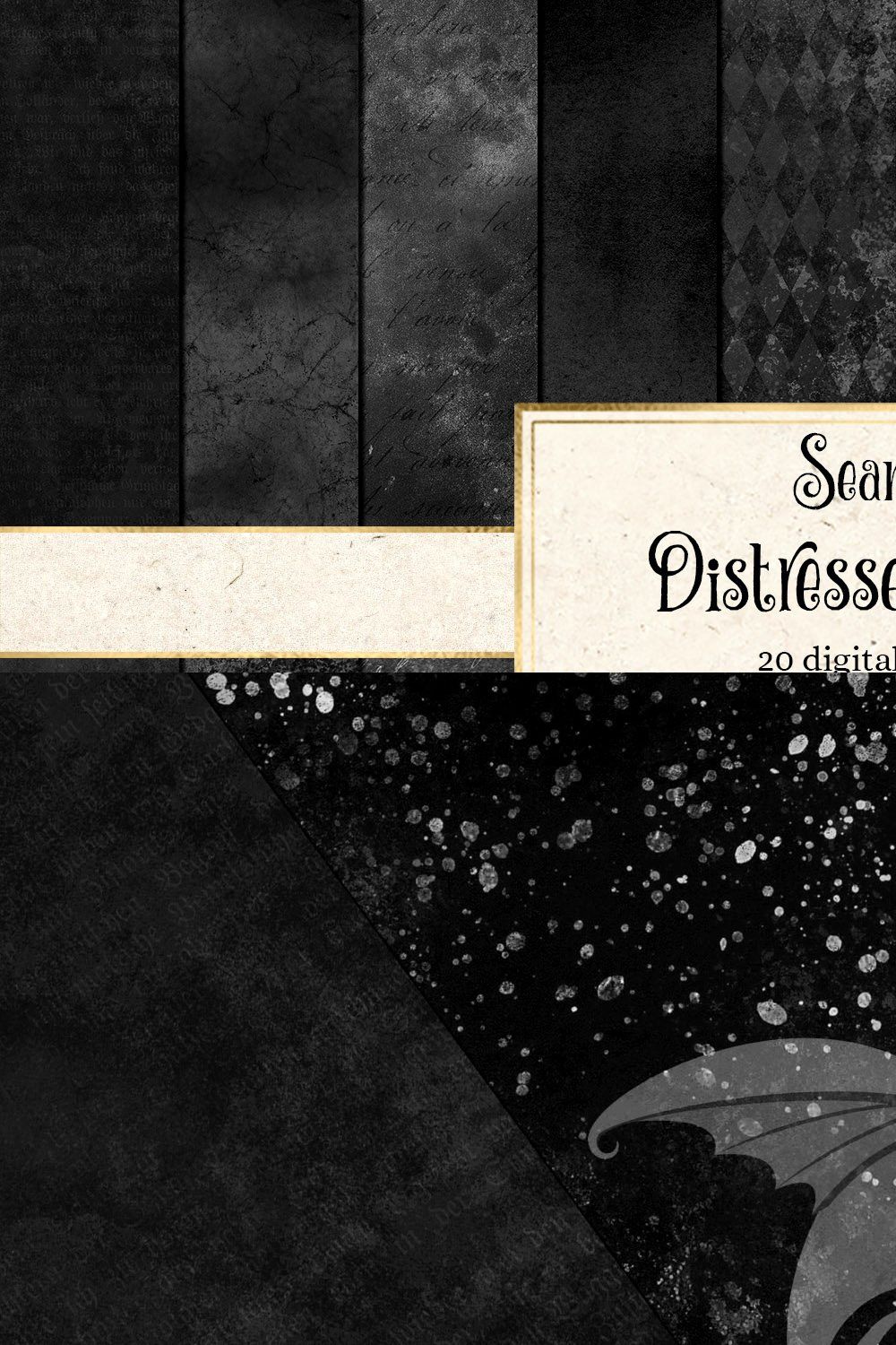 Distressed Black Textures pinterest preview image.