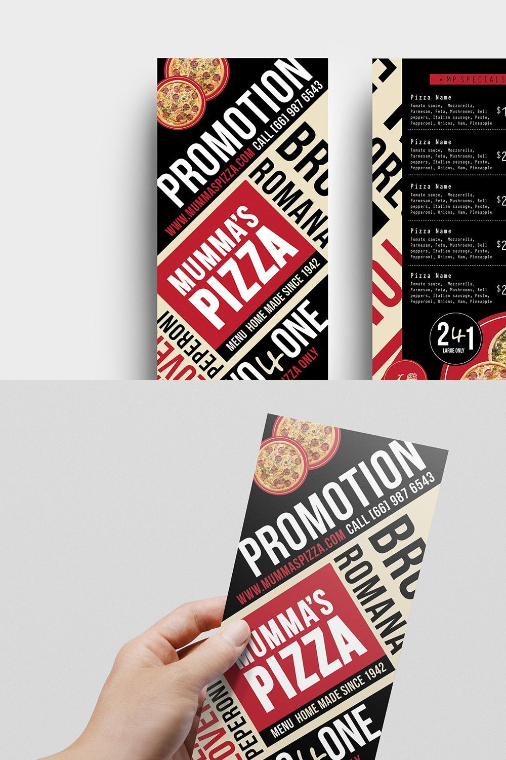 DL Pizza Menu Template pinterest preview image.