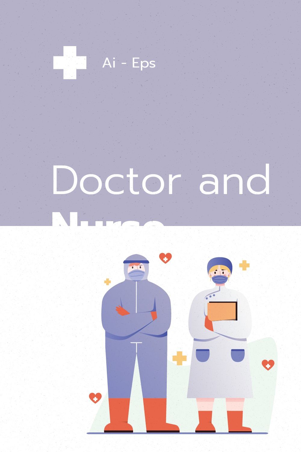 Doctor and Nurse Illustration pinterest preview image.