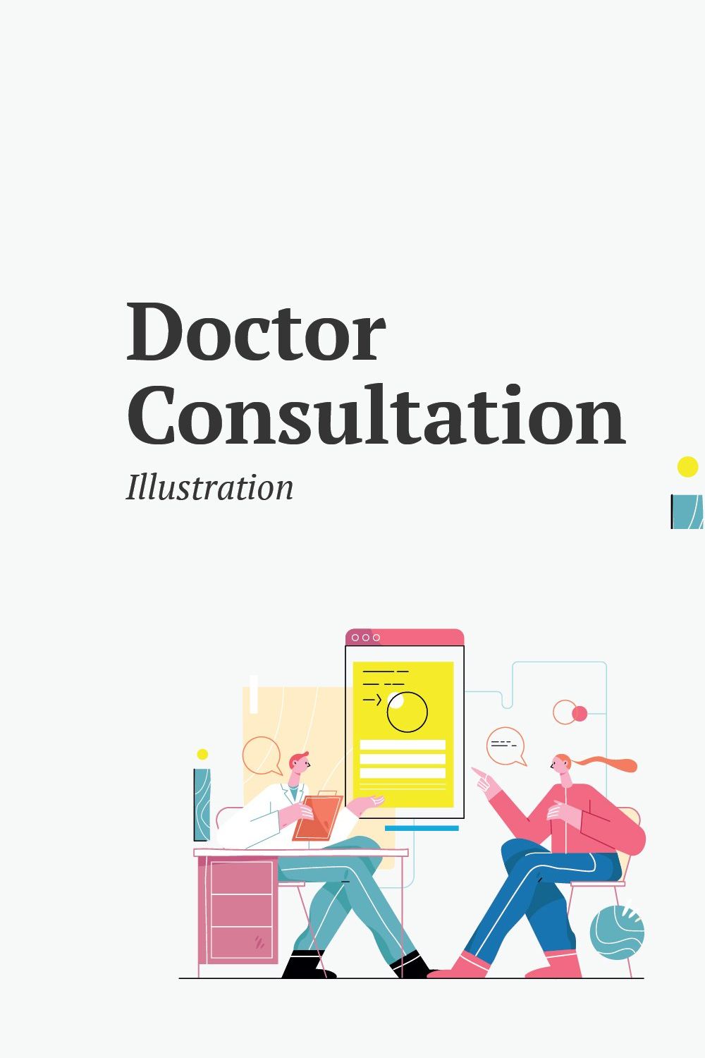 Doctor Consultation Illustration pinterest preview image.