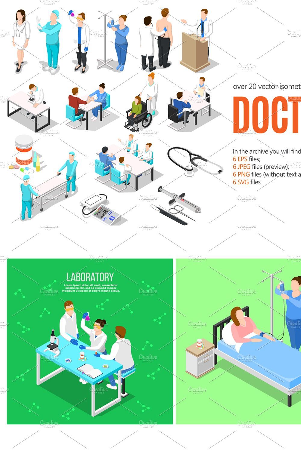 Doctor Isometric Set pinterest preview image.