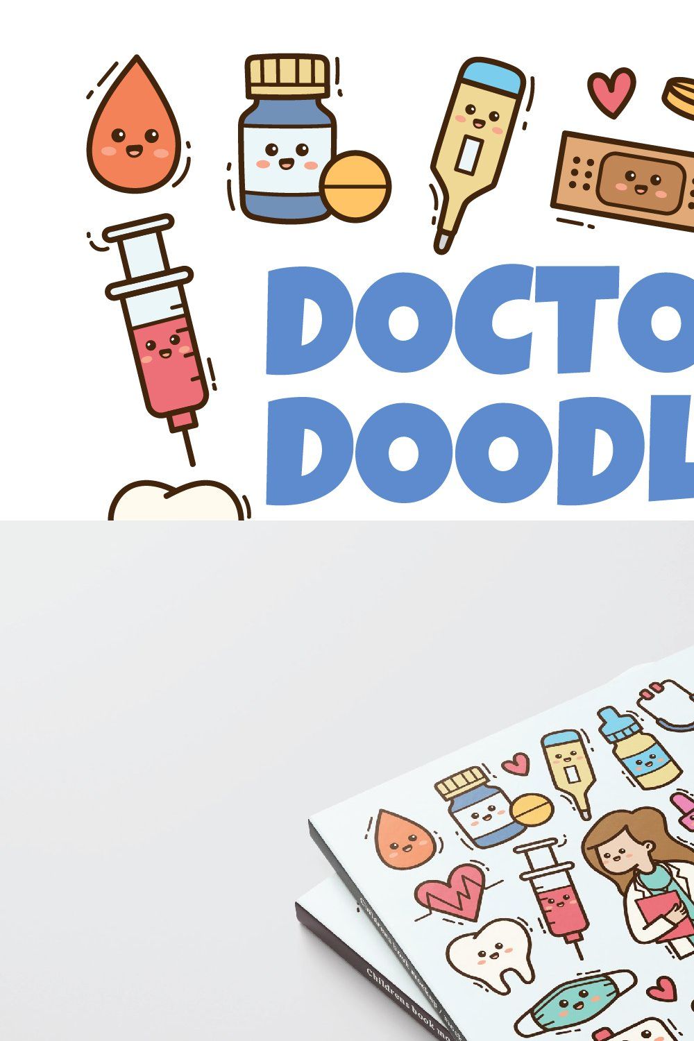 Doctor Kawaii Doodle Illustration pinterest preview image.