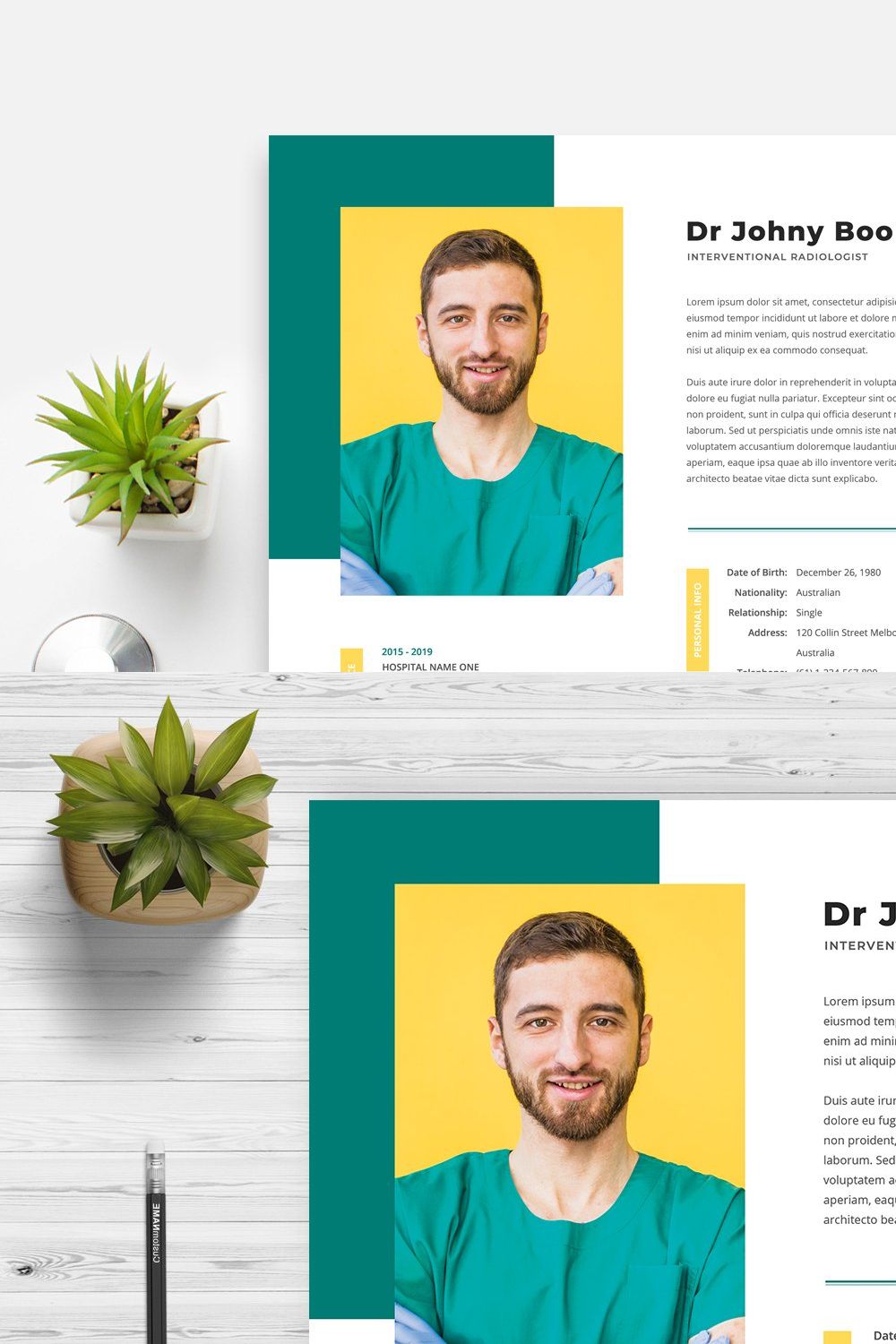 Doctor Resume CV Template 15 pinterest preview image.