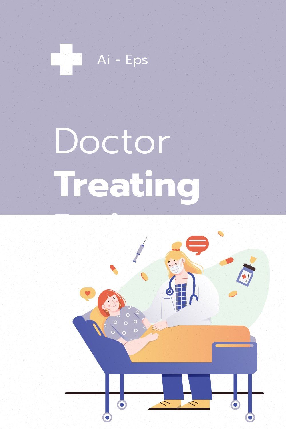 Doctor Treating Patient Illustration pinterest preview image.