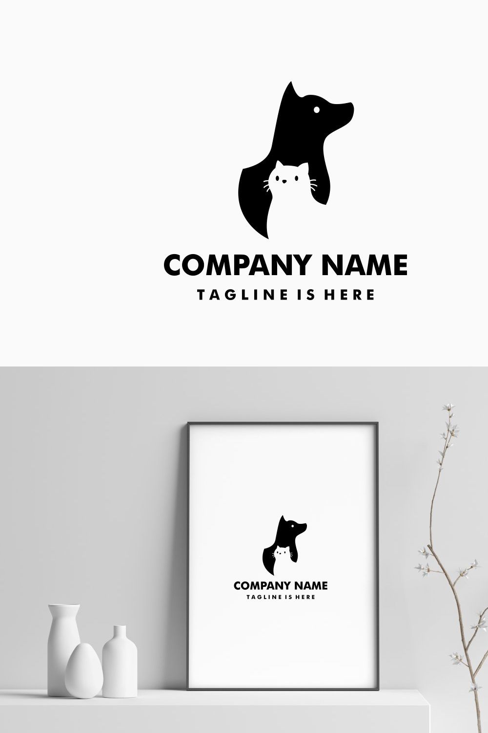 dog cat negative space logo pinterest preview image.