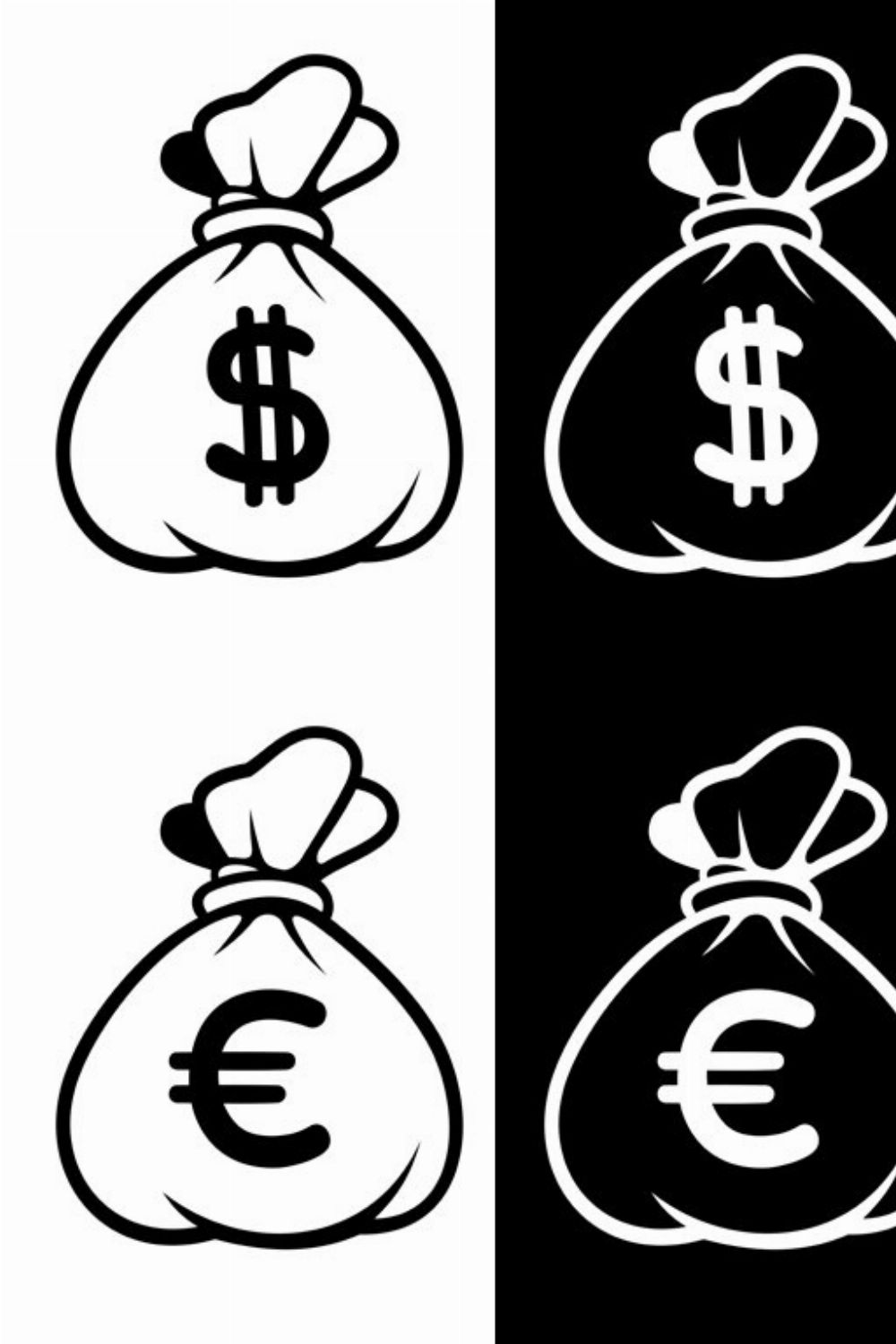 Dollar Money Icon with Bag pinterest preview image.