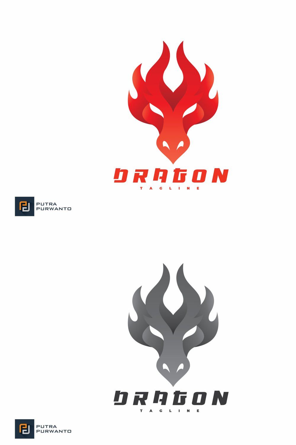 Dragon Face Fire Logo pinterest preview image.