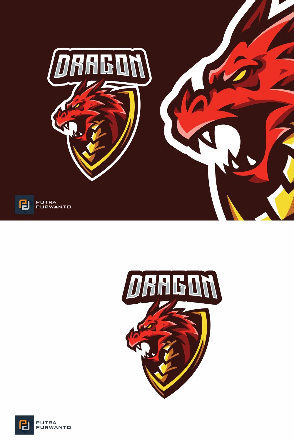 Dragon Mascot Esport Gaming Logo pinterest preview image.