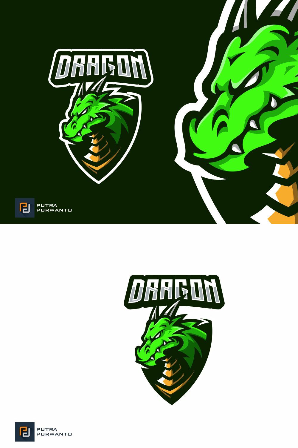 Dragon Mascot Esport Gaming Logo pinterest preview image.