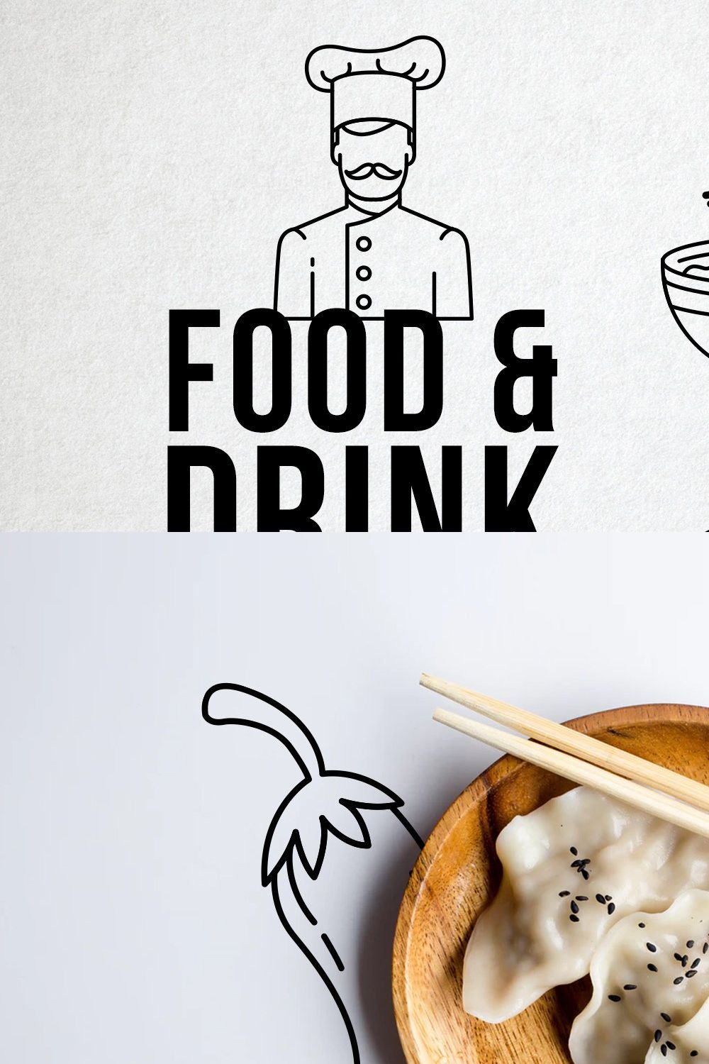 Drink and Food Icons Pack pinterest preview image.