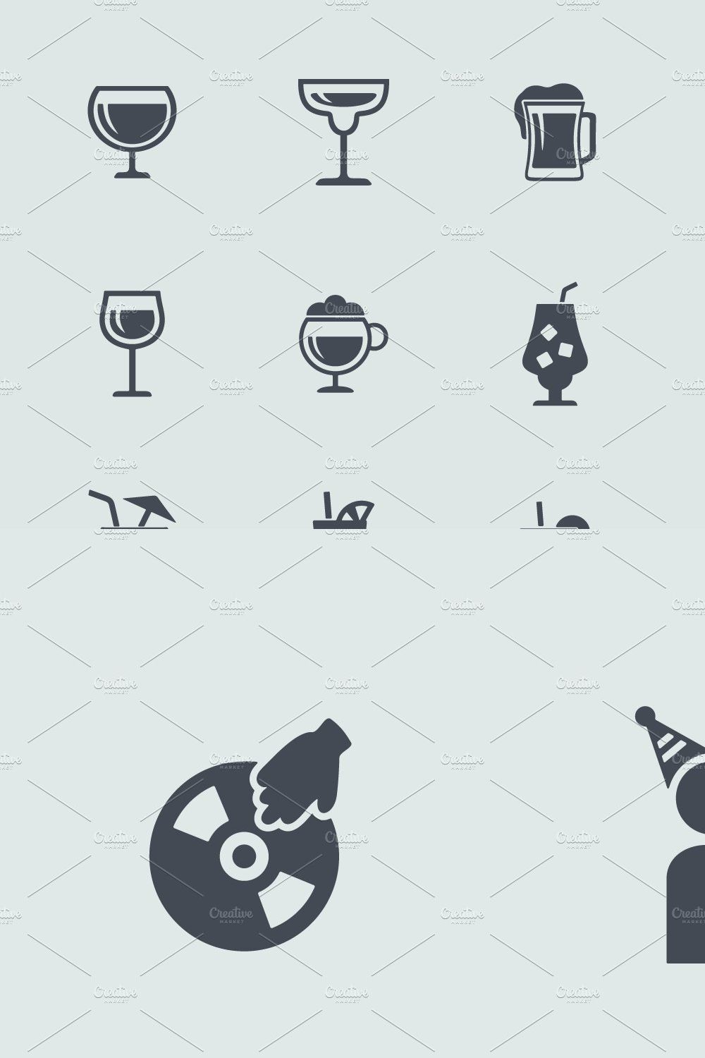 Drink icons + BONUS pinterest preview image.