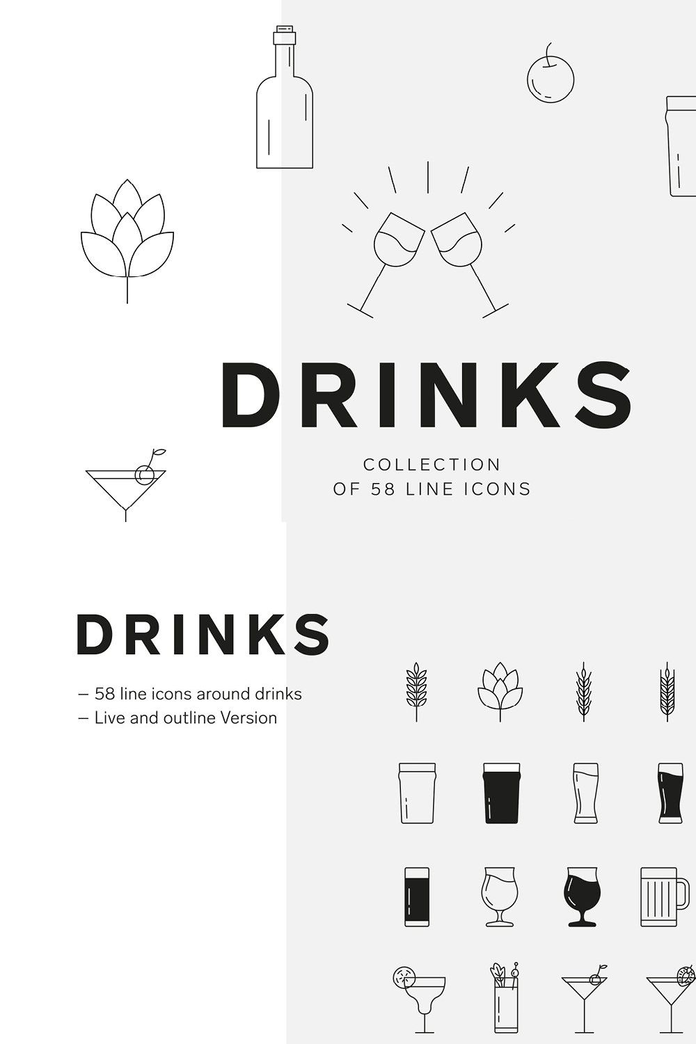 DRINKS ICON SET pinterest preview image.