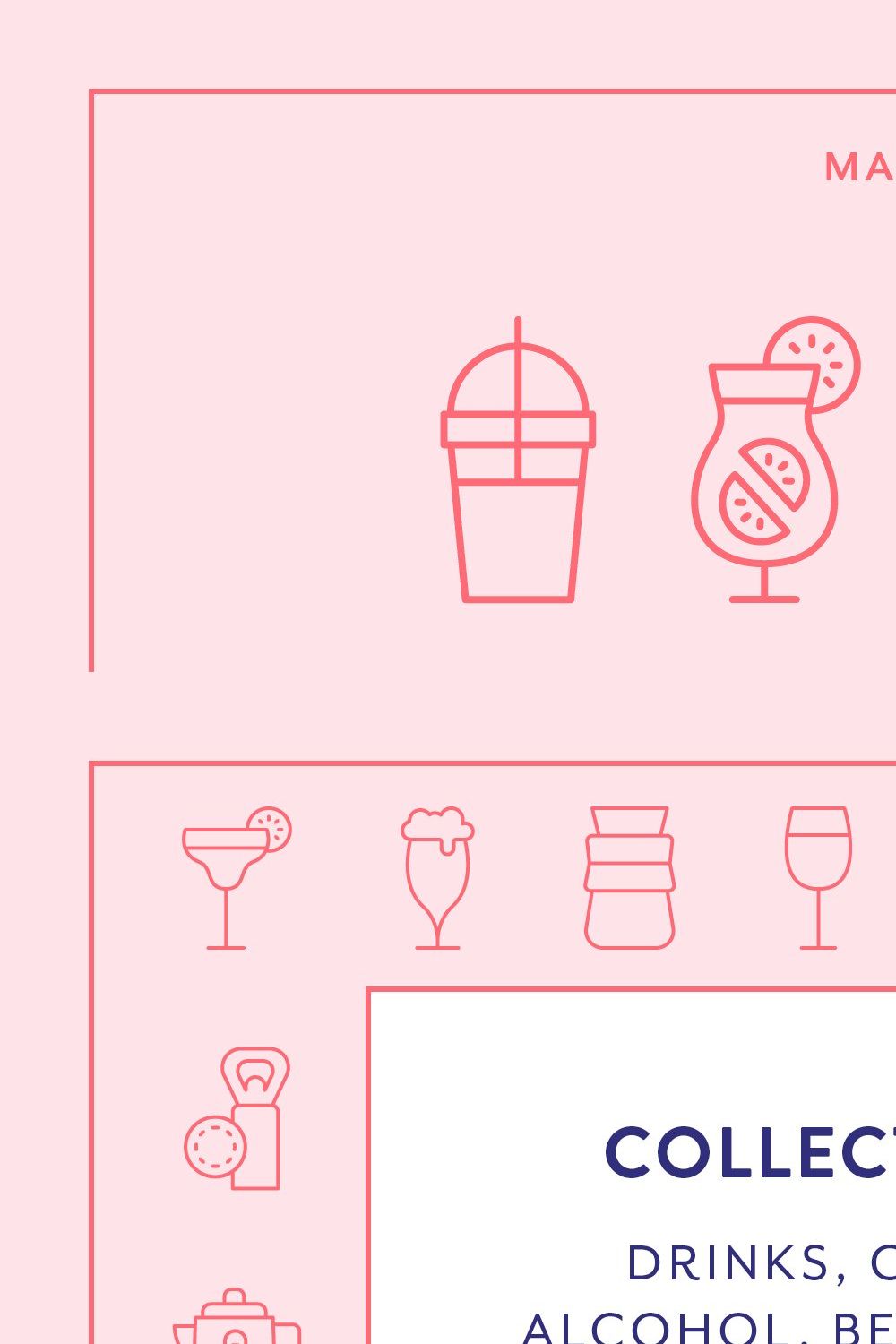 Drinks Line Icons pinterest preview image.
