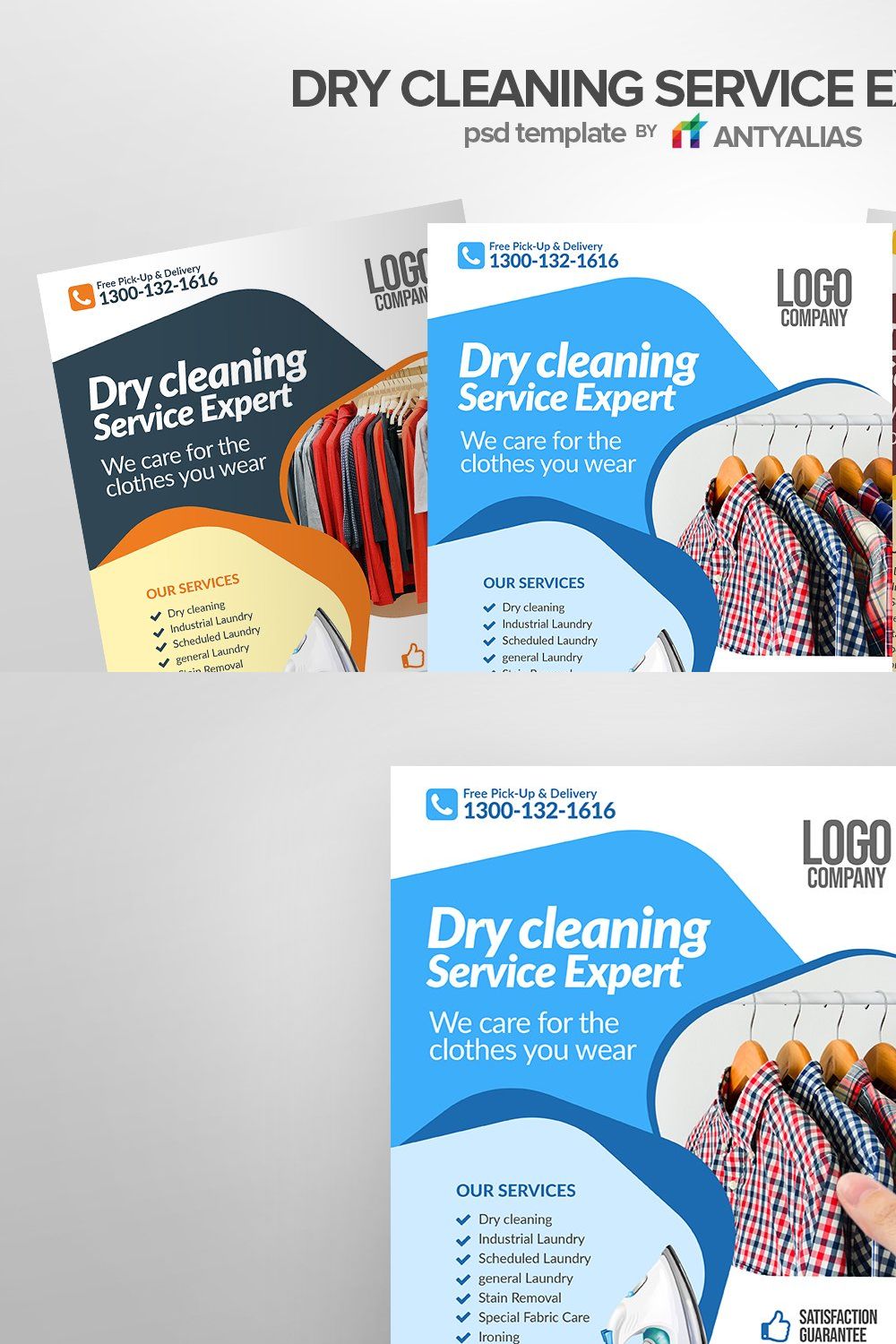 Dry Cleaning Service Expert Flyer pinterest preview image.