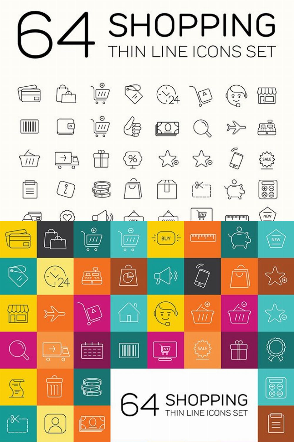 E commerce and Shopping Icons pinterest preview image.