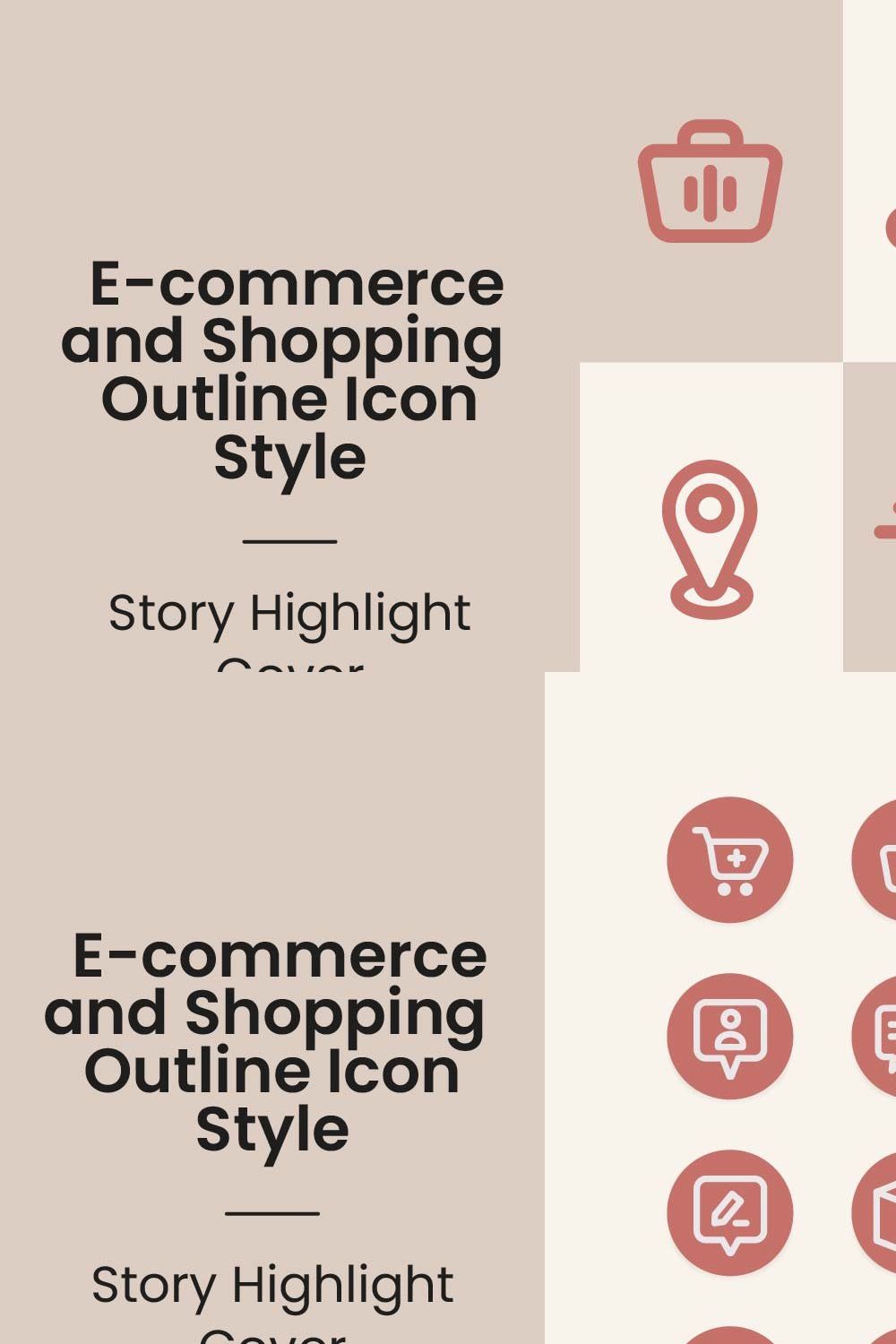 E-commerce Outline Icon Style pinterest preview image.