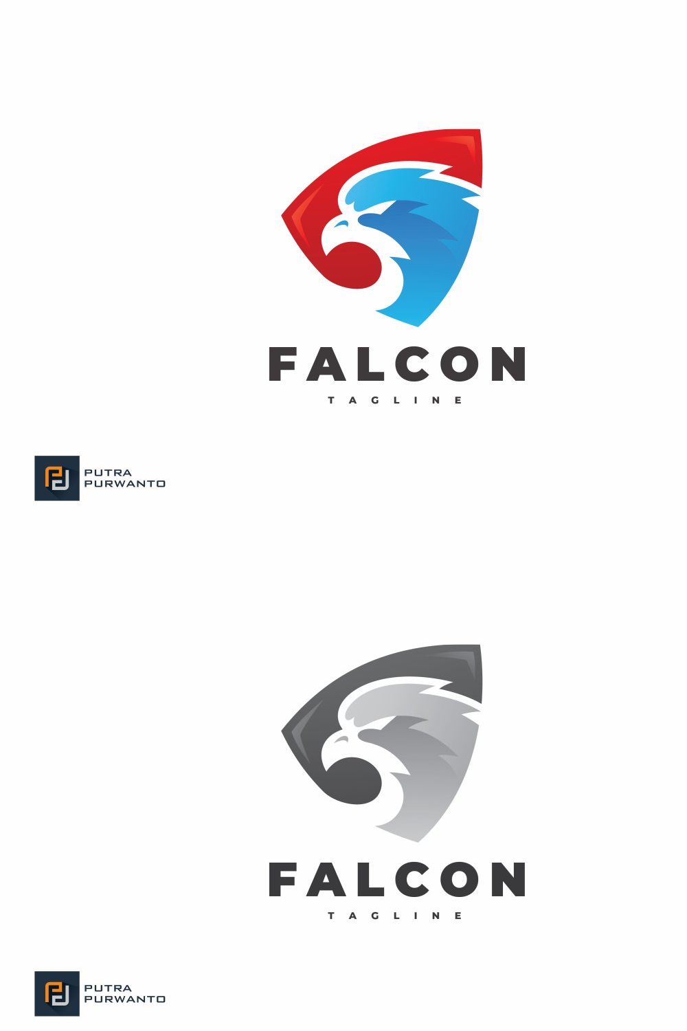 Eagle Falcon Shield Logo Design pinterest preview image.