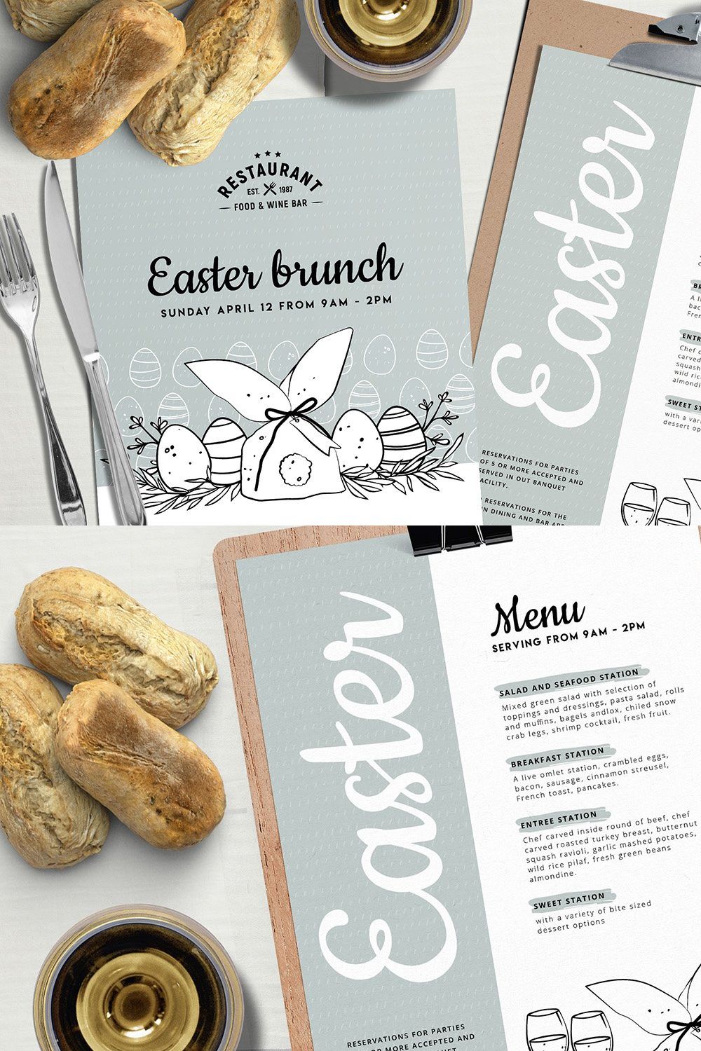 Easter Menu Template pinterest preview image.