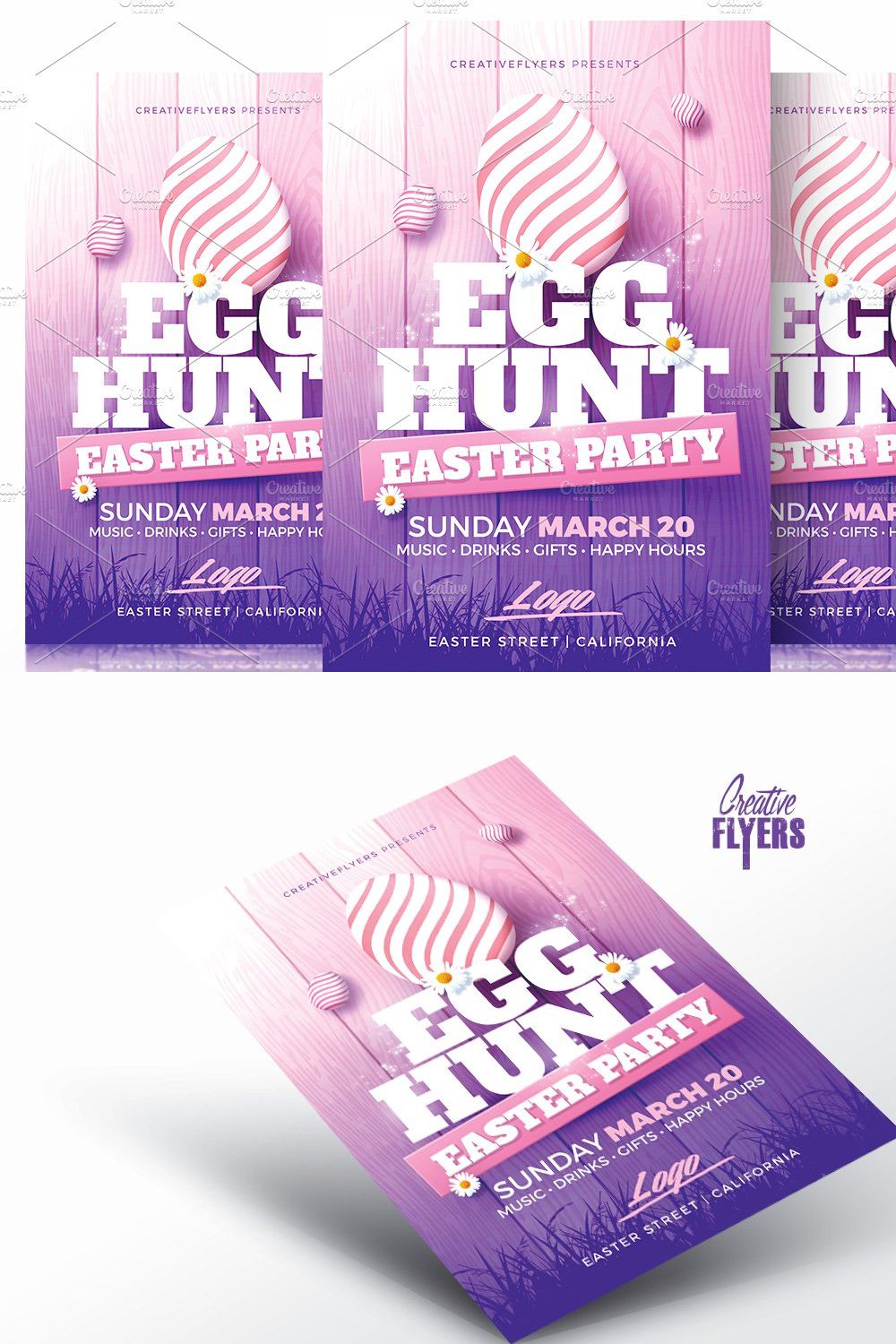 Easter Party Flyer pinterest preview image.