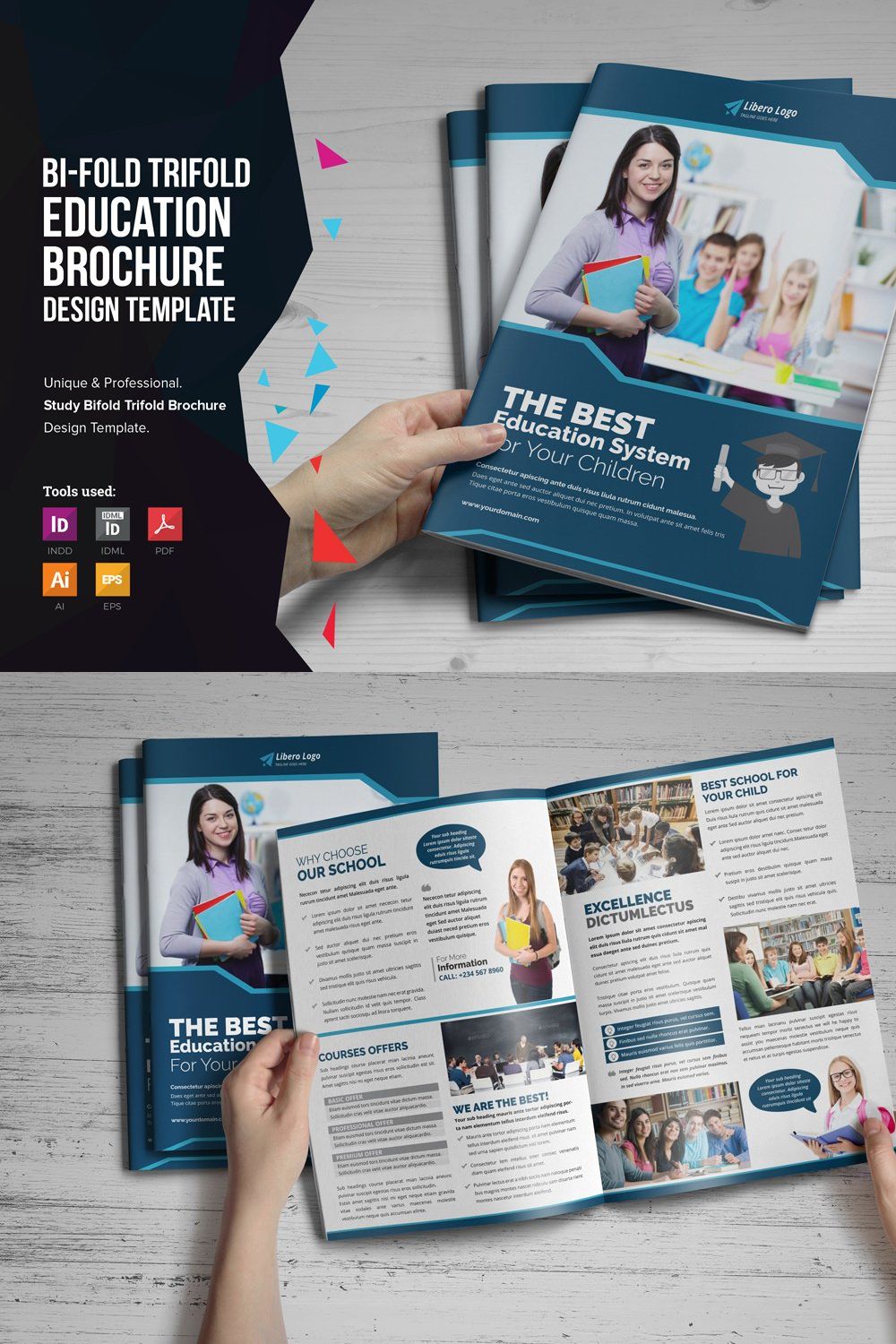 Education Bifold Trifold Brochure pinterest preview image.