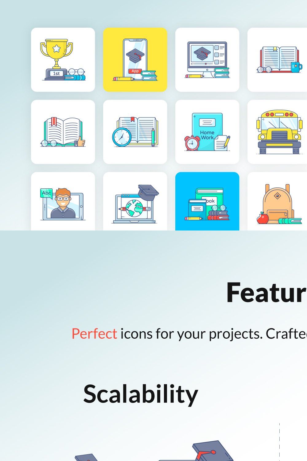 Education Flat Outline Icons pinterest preview image.