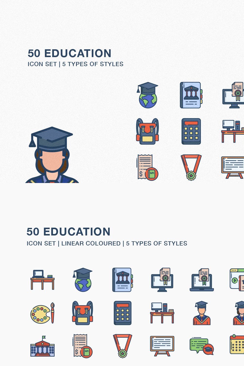 Education icon set pinterest preview image.