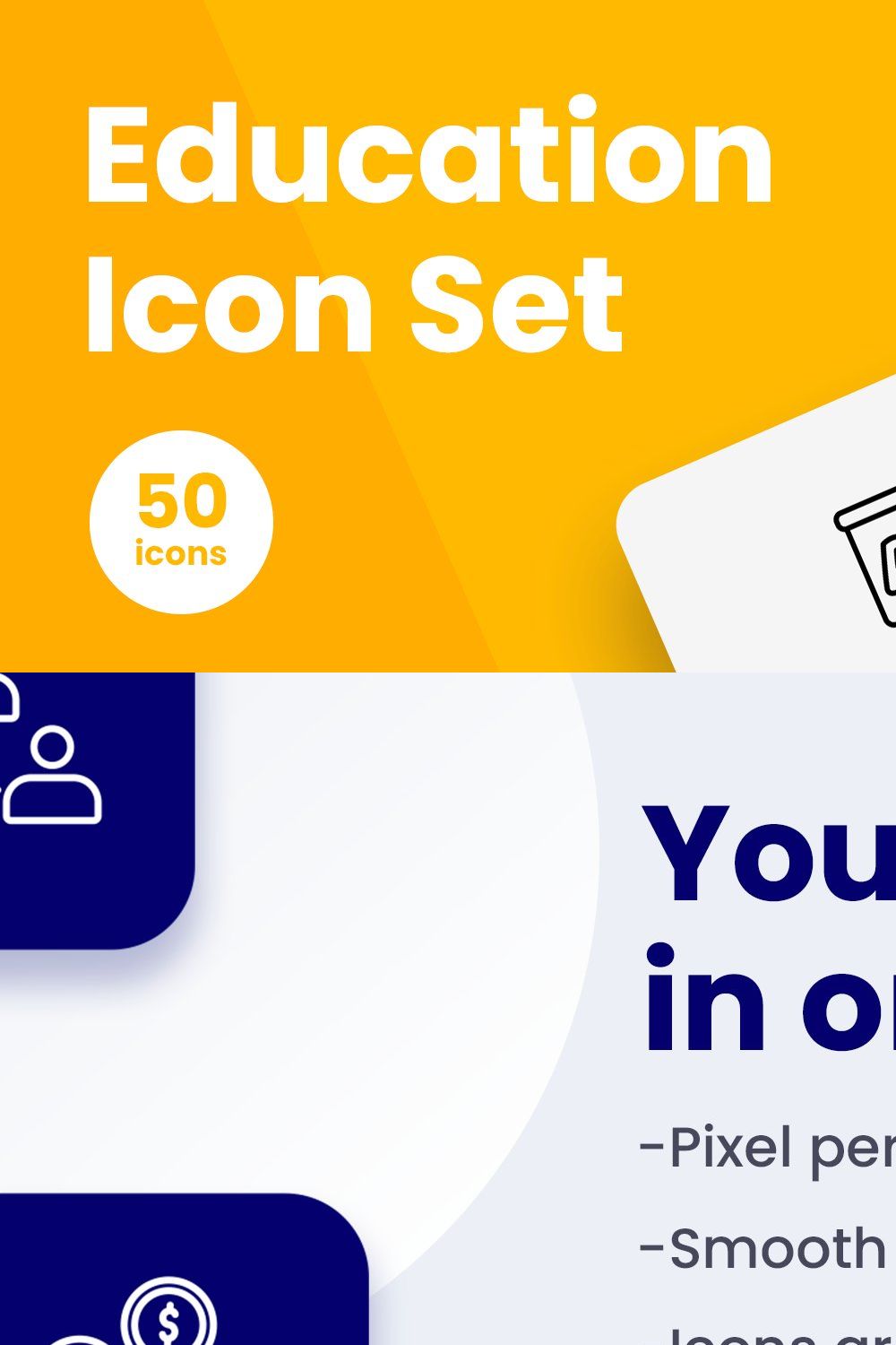Education Icons pinterest preview image.