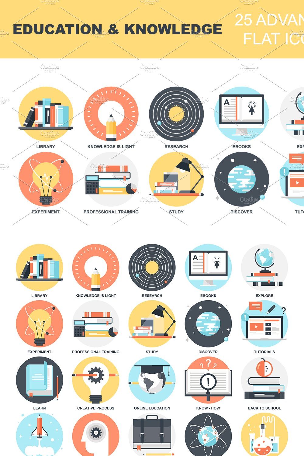 Education Icons pinterest preview image.