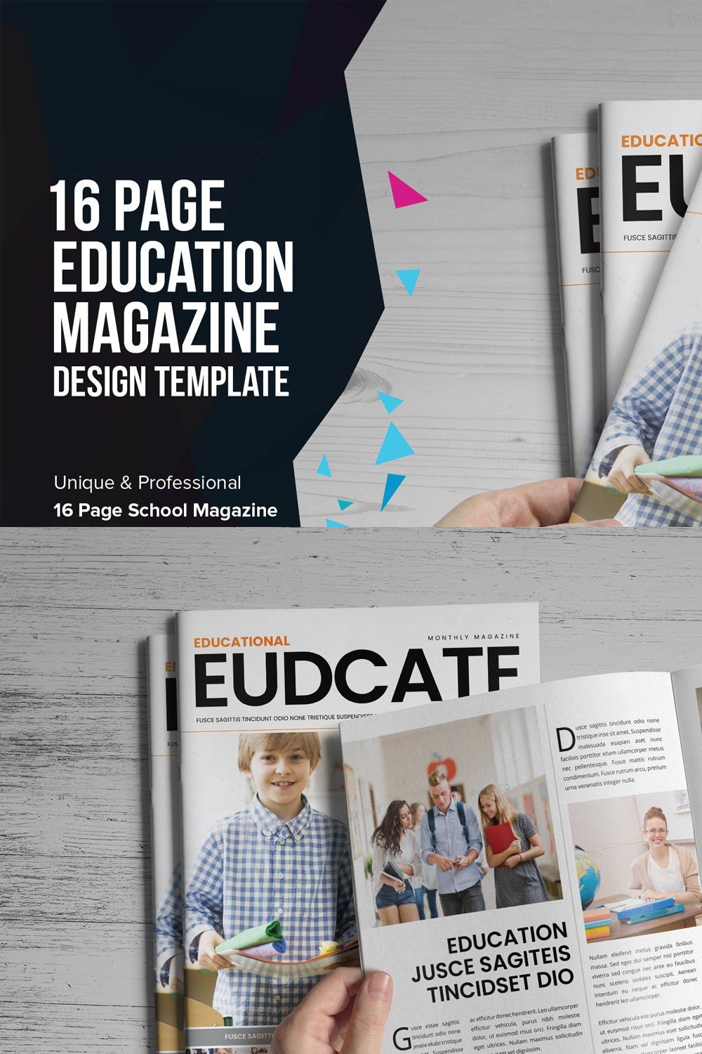 Education Magazine Brochure v1 pinterest preview image.