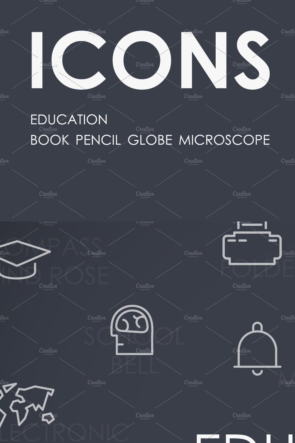 Education Thinline icons pinterest preview image.