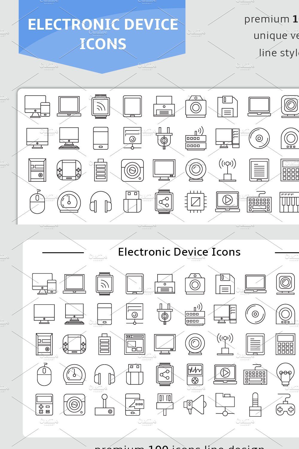 Electronic Device and Gadget Icons pinterest preview image.