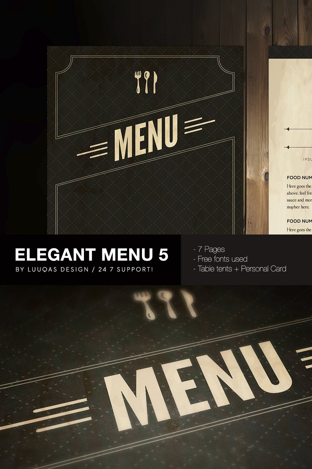 Elegant Food Menu 5 pinterest preview image.