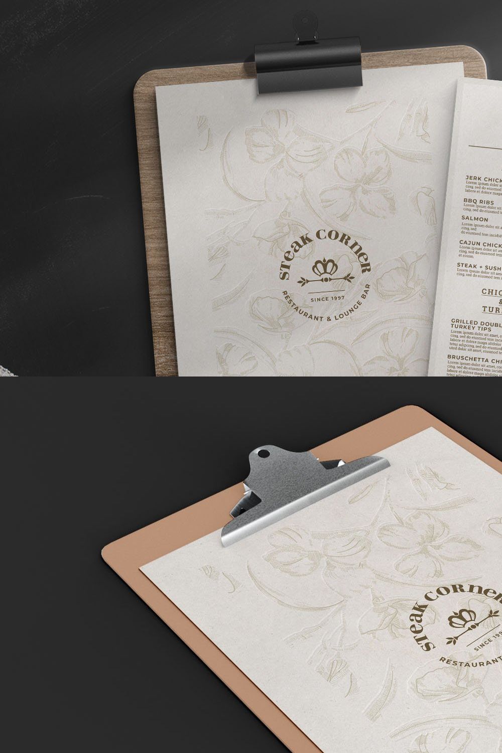 Elegant Food Menu Template pinterest preview image.