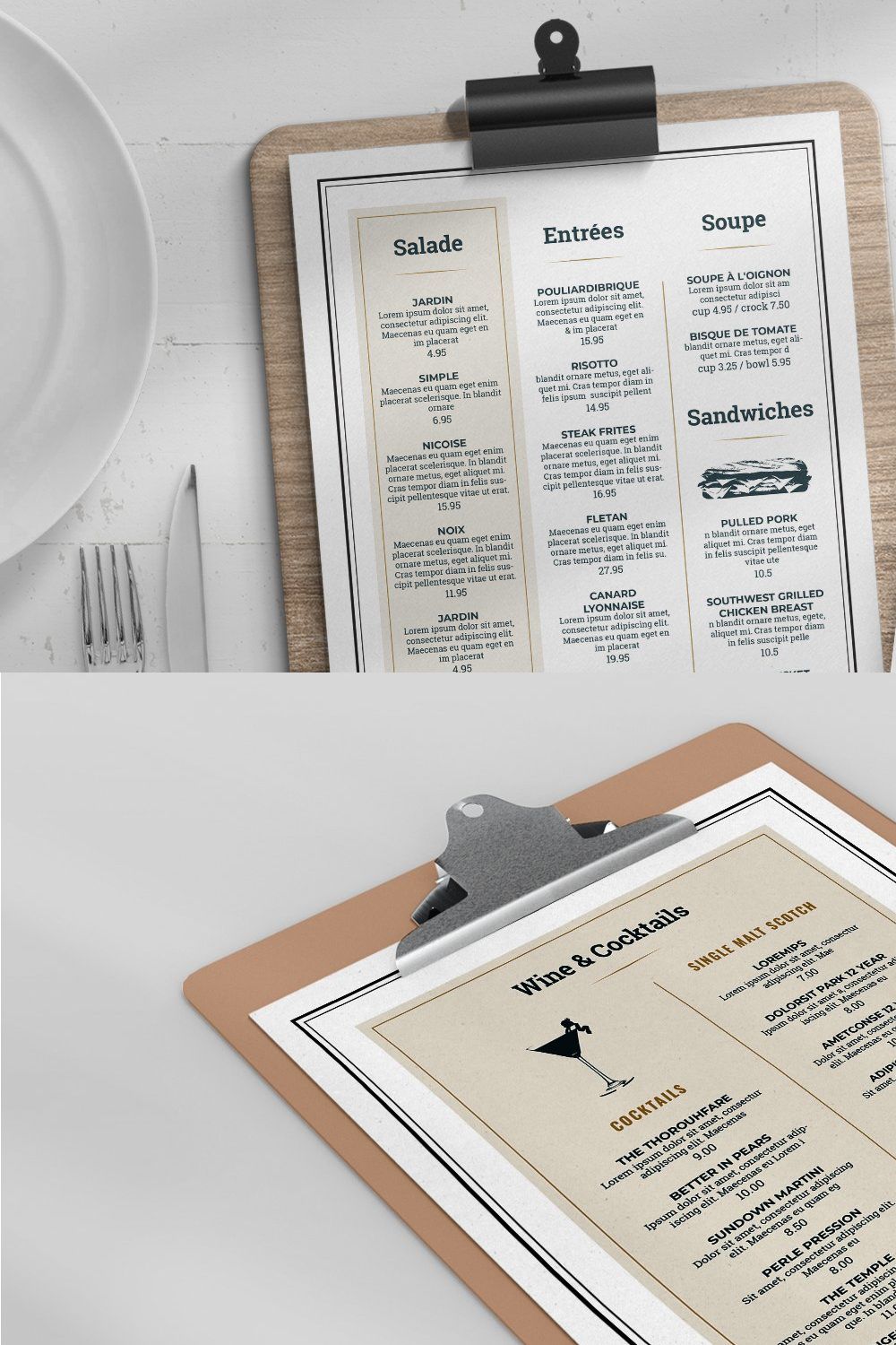 Elegant Menu Template pinterest preview image.