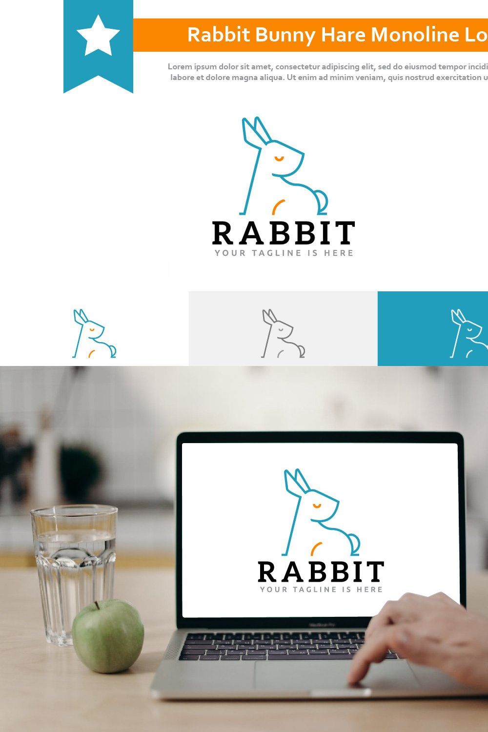 Elegant Rabbit Bunny Hare Logo pinterest preview image.