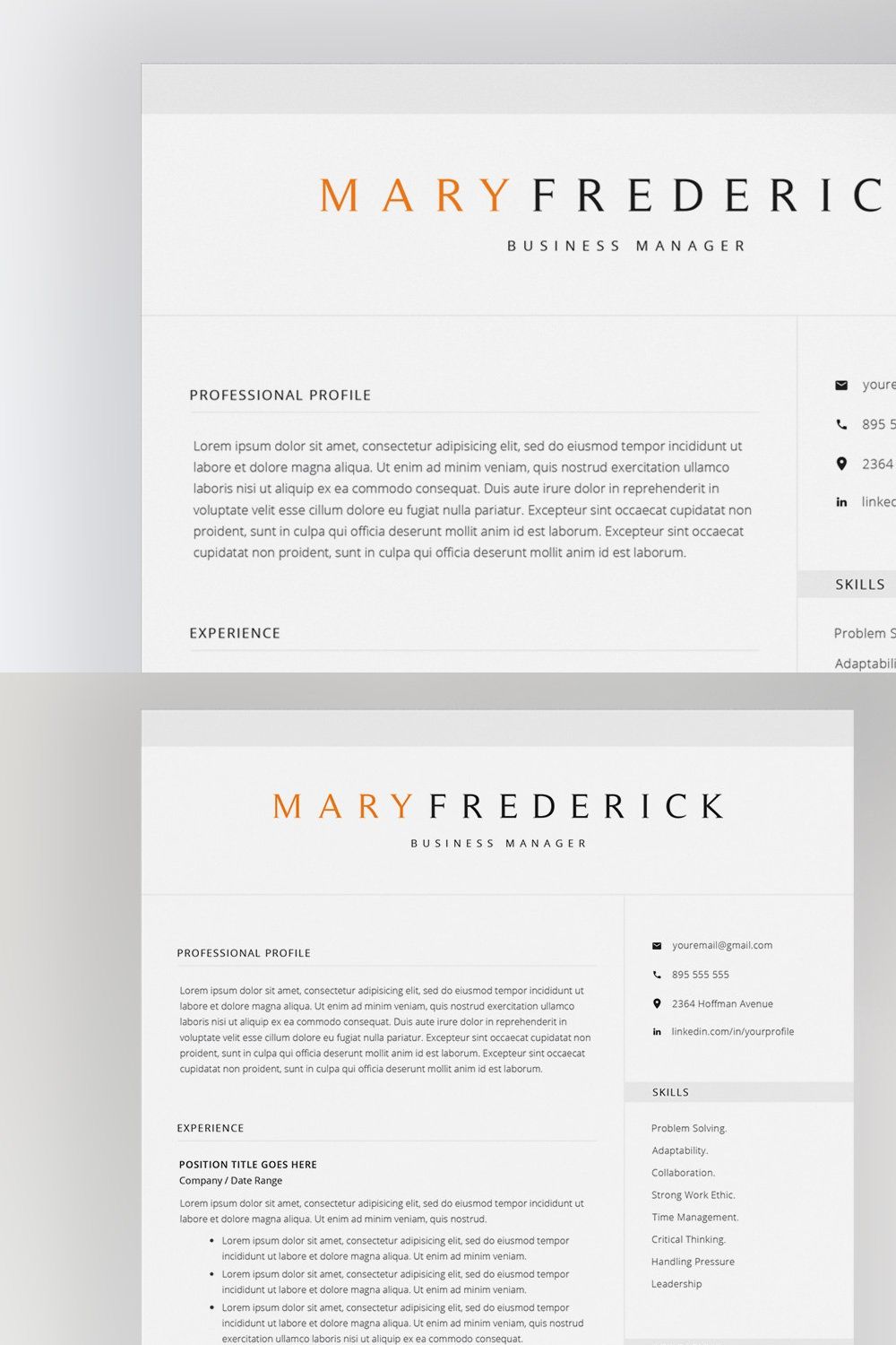 Elegant Resume Template / 4 Pages pinterest preview image.